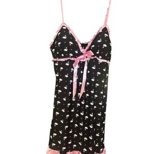 2/$15 🛑 Black Pink 🦩 + 💓 Women’s Nightgown Ruffle Bow Spaghetti Strap Medium